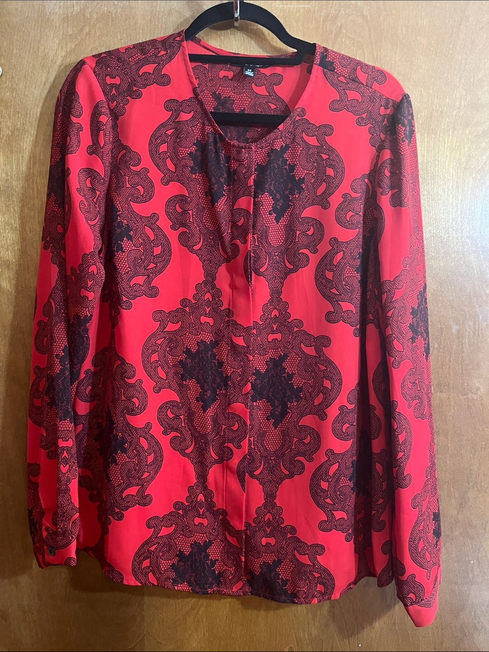 Eva Longoria Medium Red Printed Long-Sleeve Women’s Blouse - BUNDLE